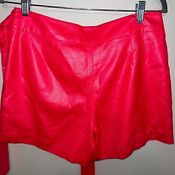 DIANE VON FURSTENBERG DVF Shimmer Coral Pink Wrap Tie Sheen Shorts US 6 - Picture 2 of 9